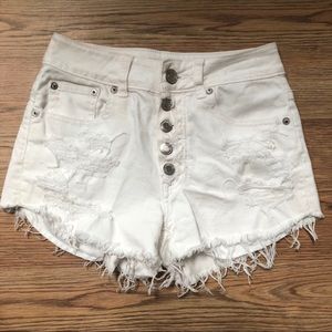 White High Waisted Jean Shorts